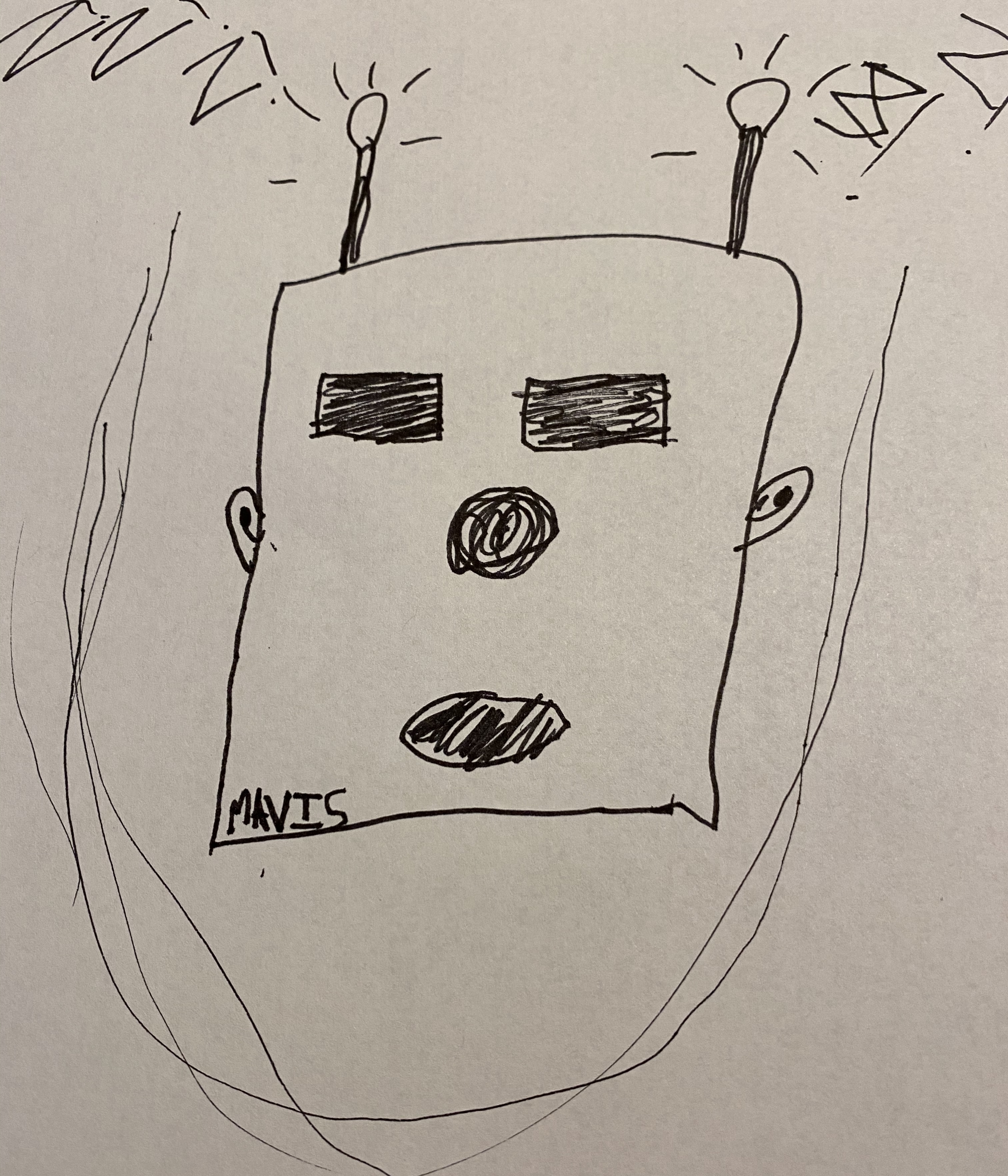 a child's drawing of a time travel helmet