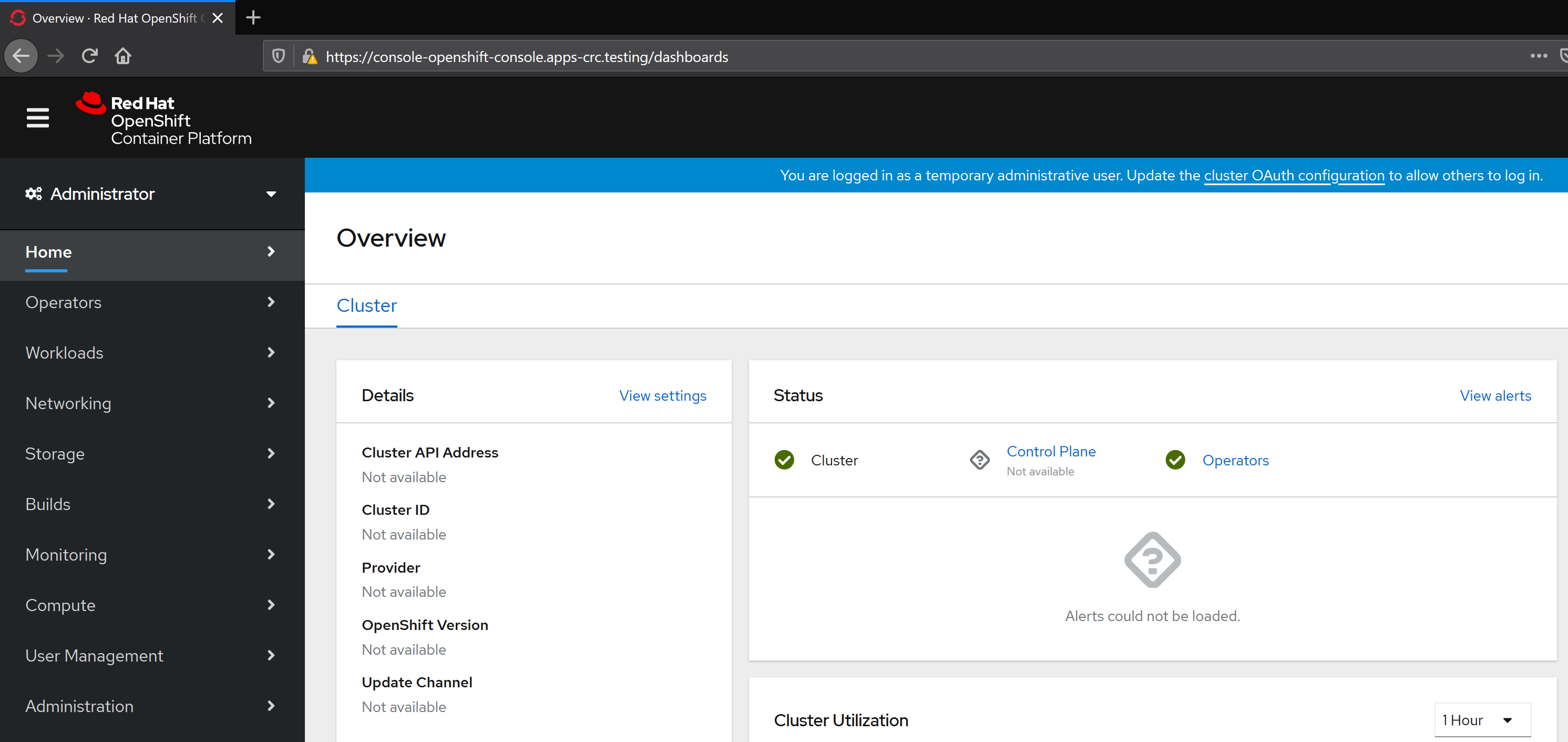 screenshot of OpenShift Dashboard